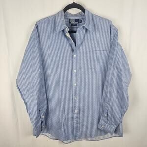 POLO RALPH LAUREN Jerome Blue Western Stripe Button Down L Y2K Preppy Western